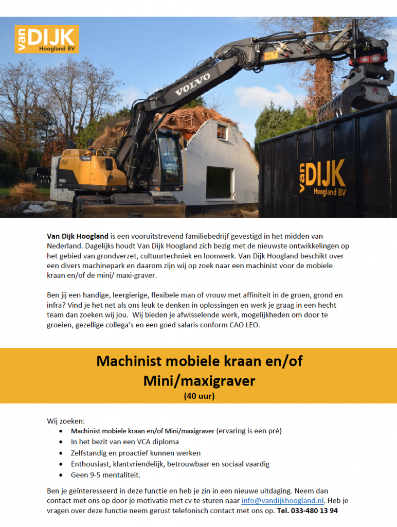 Vacature Mobiele Kraan machinist