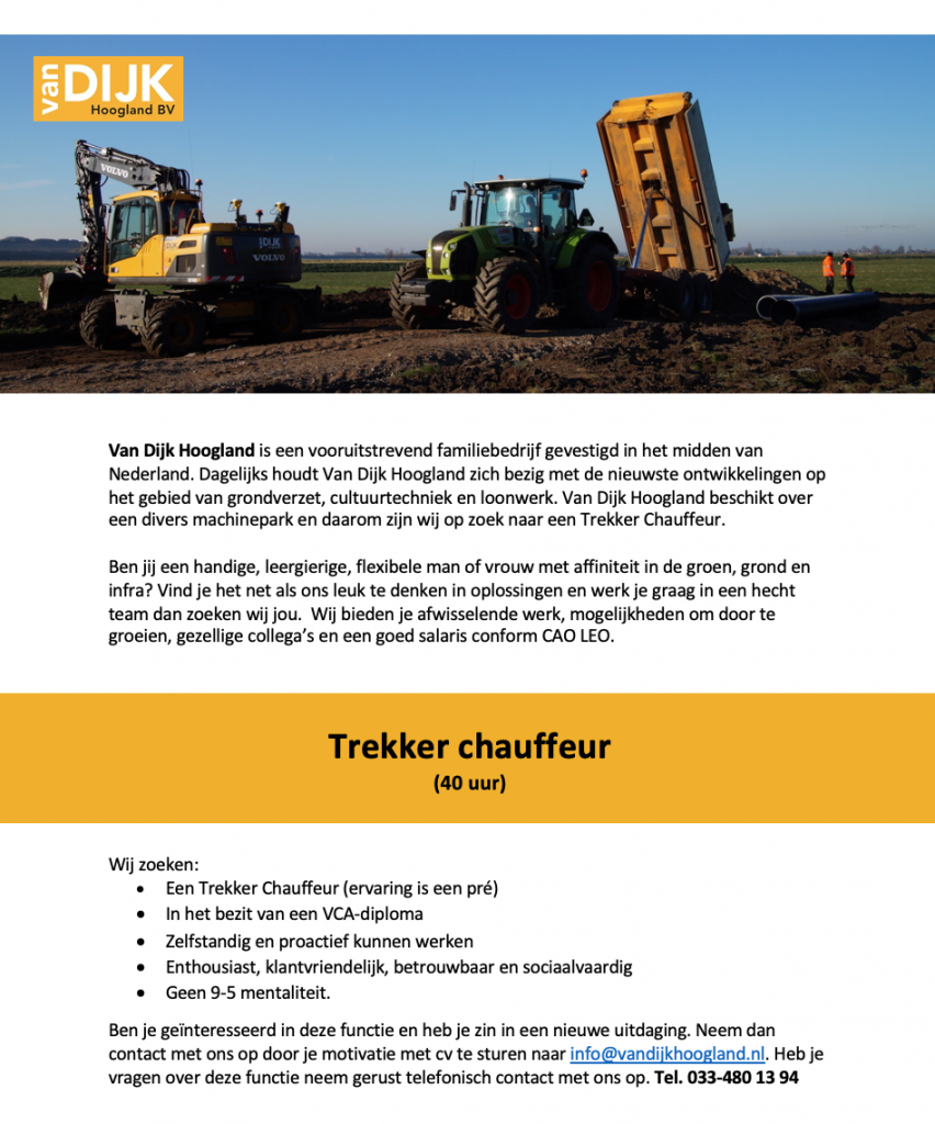 Vacature Trekker Chauffeur