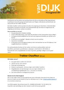 VACATURE TREKKER CHAUFFEUR